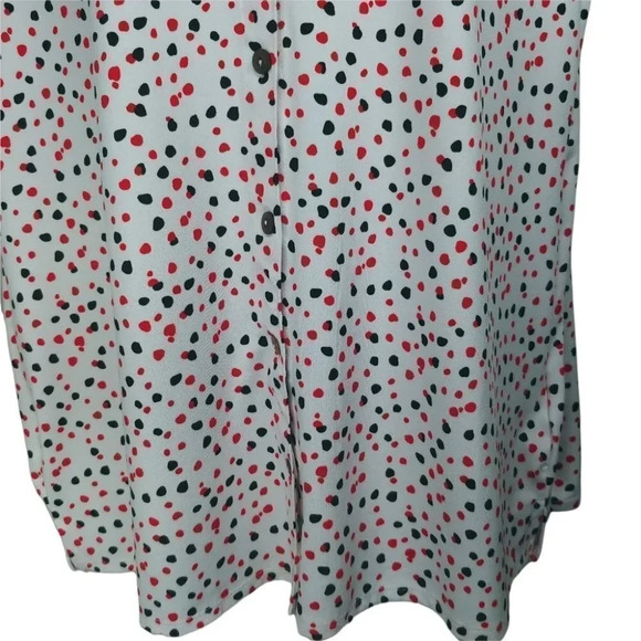 Claire France  Sleeveless Polka Dot Button Down Blouse Orange White Black 14 NWT - Picture 4 of 11